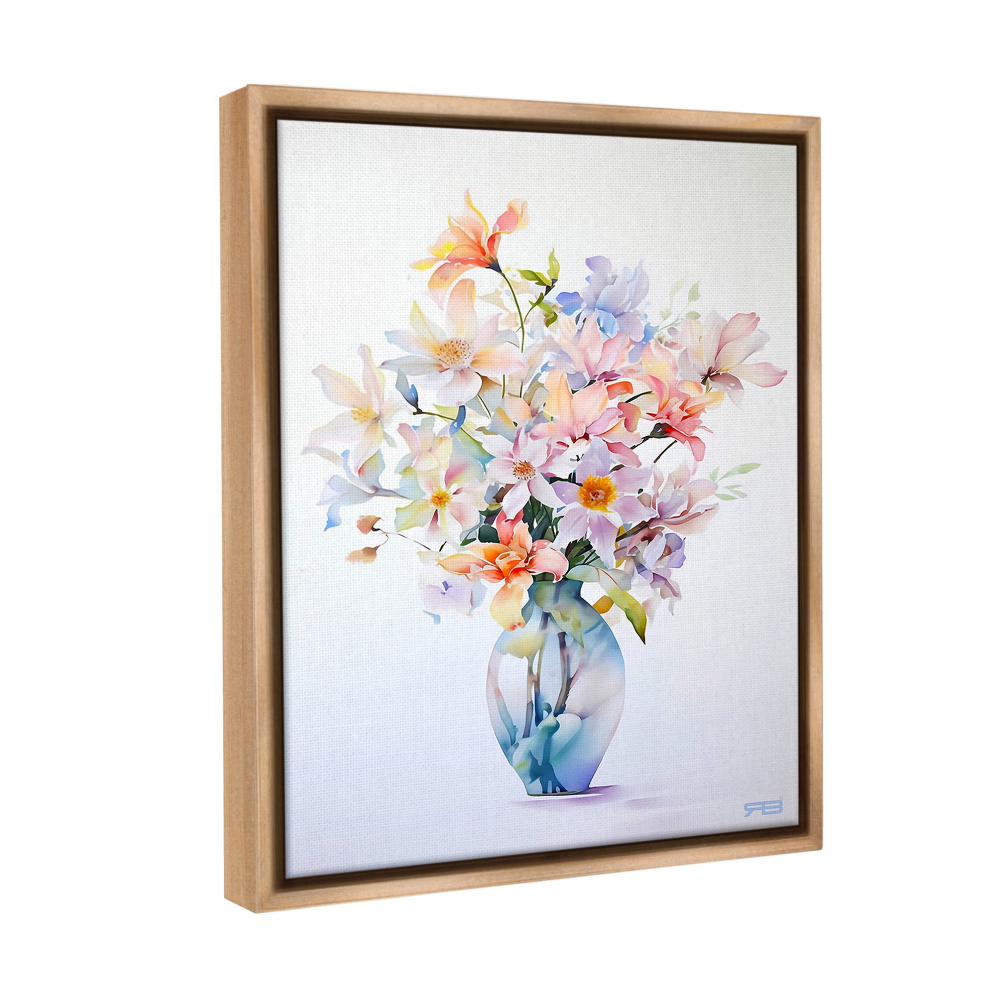 Stupell Industries Minimal Mixed Bouquet Botanical & Floral Painting Brown Floater Framed Canvas Art Print Wall Art, 25 x 31