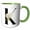 Green/White, variant on 3drose, Pretty Tropical Leaf Monogram Initial K, 11oz Two-tone Blue Mug