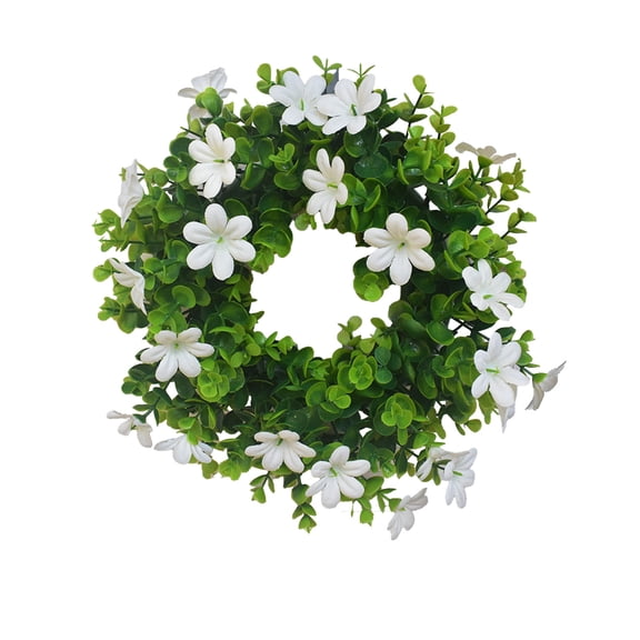 hulanddfd Artificial Hanging Flowers Plants for Outdoor Spring Decoration, 11.81in Small Eucalyptus Wreath Farmhouses Front Door Floral Wreath for Wall Home Wedding Party Decoration(White)