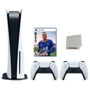 Sony Playstation 5 Disc Version Console with Extra White Controller, FIFA 22 Bundle with Cleaning Cloth