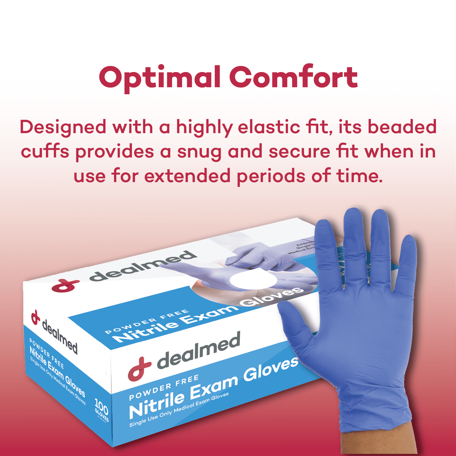 Dealmed Nitrile Exam Gloves – 100 Count Disposable, Non-Irritating, Latex Free Gloves, Multi-Purpose for First Aid and Medical Facilities (Medium, Case of 10)