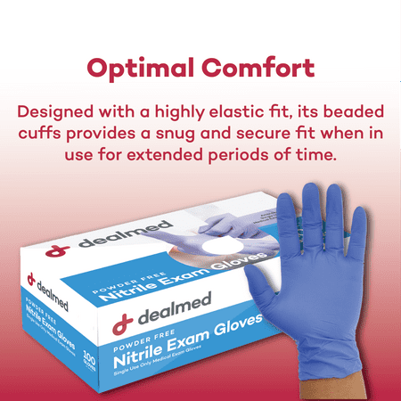 Dealmed Nitrile Exam Gloves – 100 Count Disposable, Non-Irritating, Latex Free Gloves, Multi-Purpose for First Aid and Medical Facilities (Small, Pack of 1)