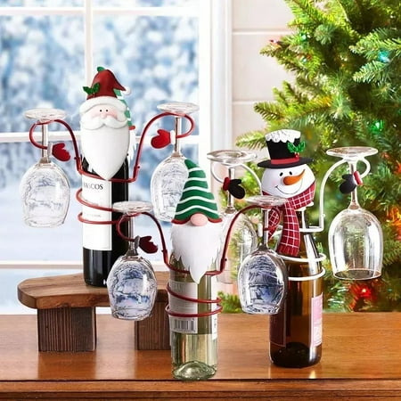 

VBVC Holiday Wine Bottle & Glass Holders Wine Glass Holder 2022 New Christmas Wine Glass Holders Countertop