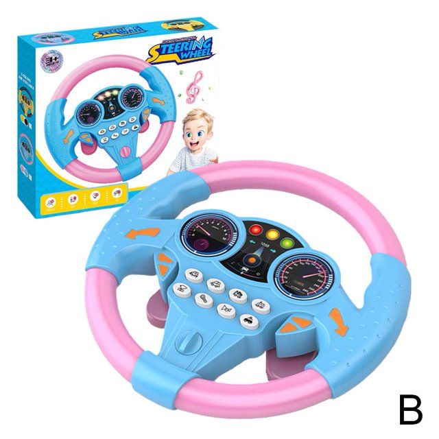 Kids Steering Wheel Toy Spinner Simulation Driving Light Steering Wheel Educational Children