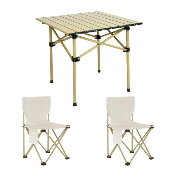 Almencla Camping Folding Table Chair Set Steel Camping Table with