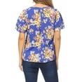 thumbnail image 3 of Women's Casual Floral Flowy Short Sleeve Round Neck Key Hole Tee Blouse Top, 3 of 6