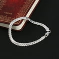 thumbnail image 4 of Ayyufe Men's Flat Curb Silver Plated Chain Simple Bracelet, 4 of 7