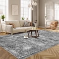 thumbnail image 4 of Vintage Washable Area Rug - Stylish Indoor Rug For Living, Dining Or Bedroom - Lightweight Carpet With Non-Slip Backing - Foldable For Easy Placement And Maintenance - Grey, 4 of 6