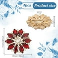 thumbnail image 2 of 4 Pcs Siam Flower Alloy Rhinestone Shank Buttons 1.57" Bouquet Rhinestone Buttons with 1-Hole and Light Gold Buttom Sew On Crystal Embellishments Button for Craft DIY Wedding Decoration, 2 of 9
