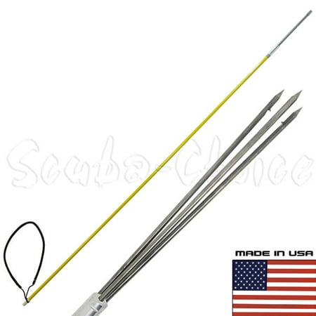 5' One Piece Spearfishing Fiber Glass Pole Spear 3 Prong Barb SS Paralyzer (Best Pole Spear Tip)