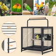 thumbnail image 3 of Yaheetech 26'' Wrought Iron Travel Bird Cage Carrier with Handle Perch & 2 Stainless Steel Bowls, Hammered Black, 3 of 11