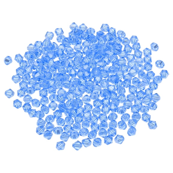 Uxcell 100pcs 8mm Bicone Glass Crystal Beads, Faceted Beads Light Blue