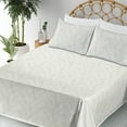 thumbnail image 3 of Ambesonne Leaves Fitted & Flat Sheet with Shams 4 Pcs Set, Eggshell Aloha Leaf Botany, Queen, Eggshell and White, 3 of 5