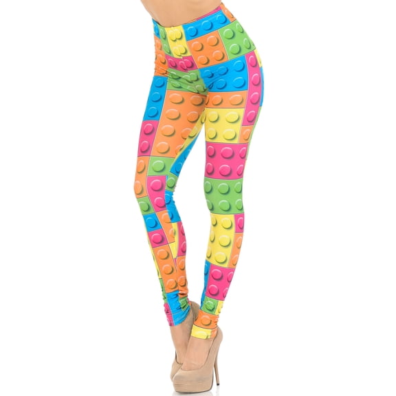 Creamy Soft Lego Leggings - USA Fashionâ„¢ (One Size Regular,Multi Color Bold)