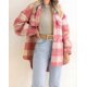 thumbnail image 3 of Winter Wool Coat Casual Plaid Flannel Shacket Jacket Oversized Button Down Long Sleeve Fall Shirt Jacket Coat Tops Jacket Women, 3 of 5