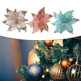 thumbnail image 2 of 1Pc 25cm Christmas Poinsettia Glitter Flower Wreath Hanging Xmas Tree Ornament For Christmas Wedding Party Home Decoration, 2 of 5