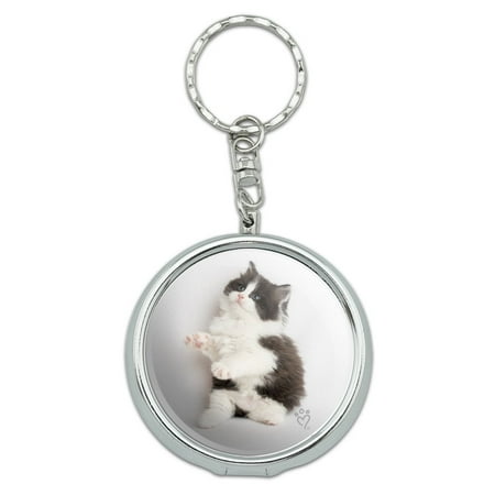 Kitten Cat Purse - Persian Kitten Cat Black White Portable Travel Size Pocket Purse Ashtray Keychain with Cigarette Holder