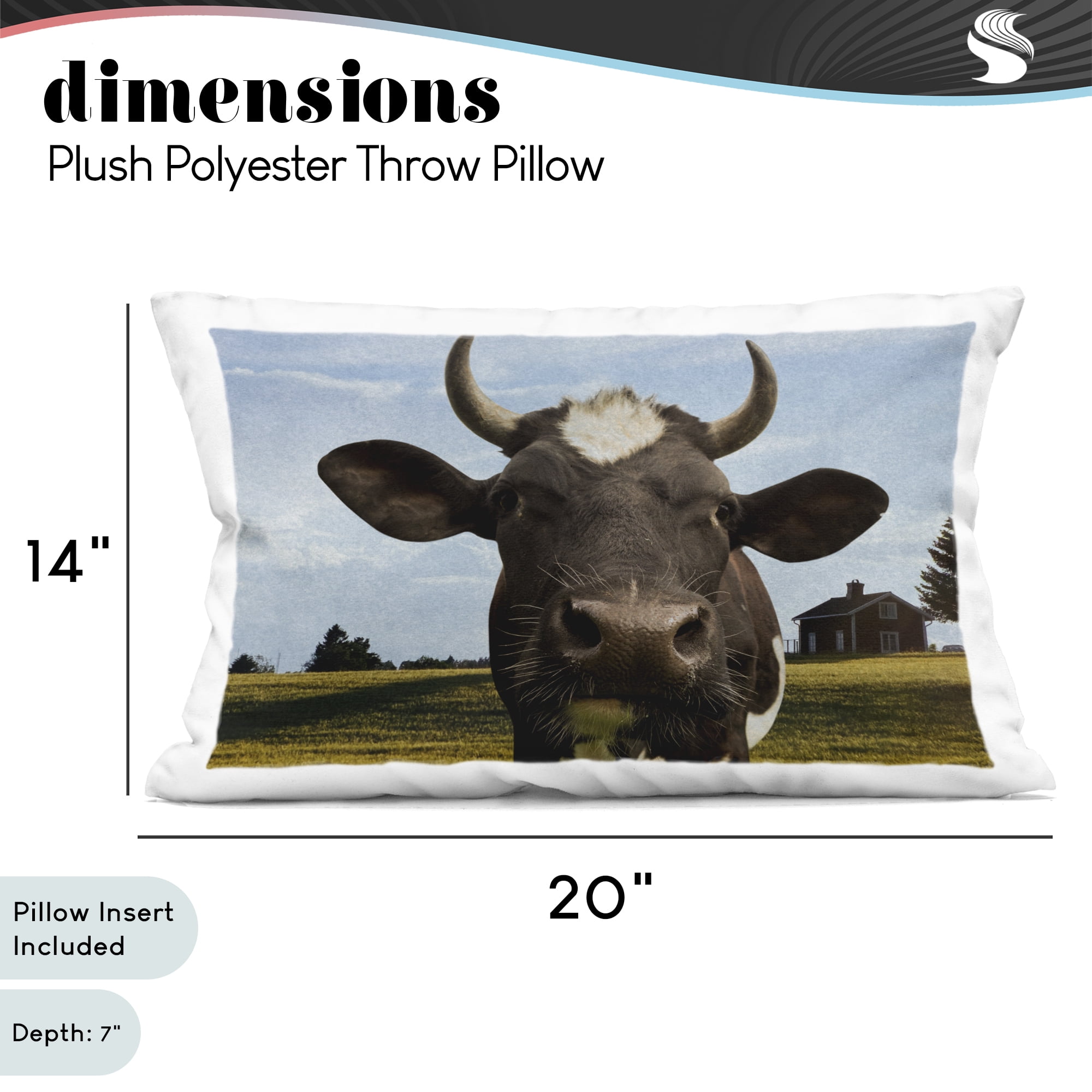 Stupell Industries Farm Cow with Curved Horns Decorative Printed Throw Pillow, design by Marcus Prime