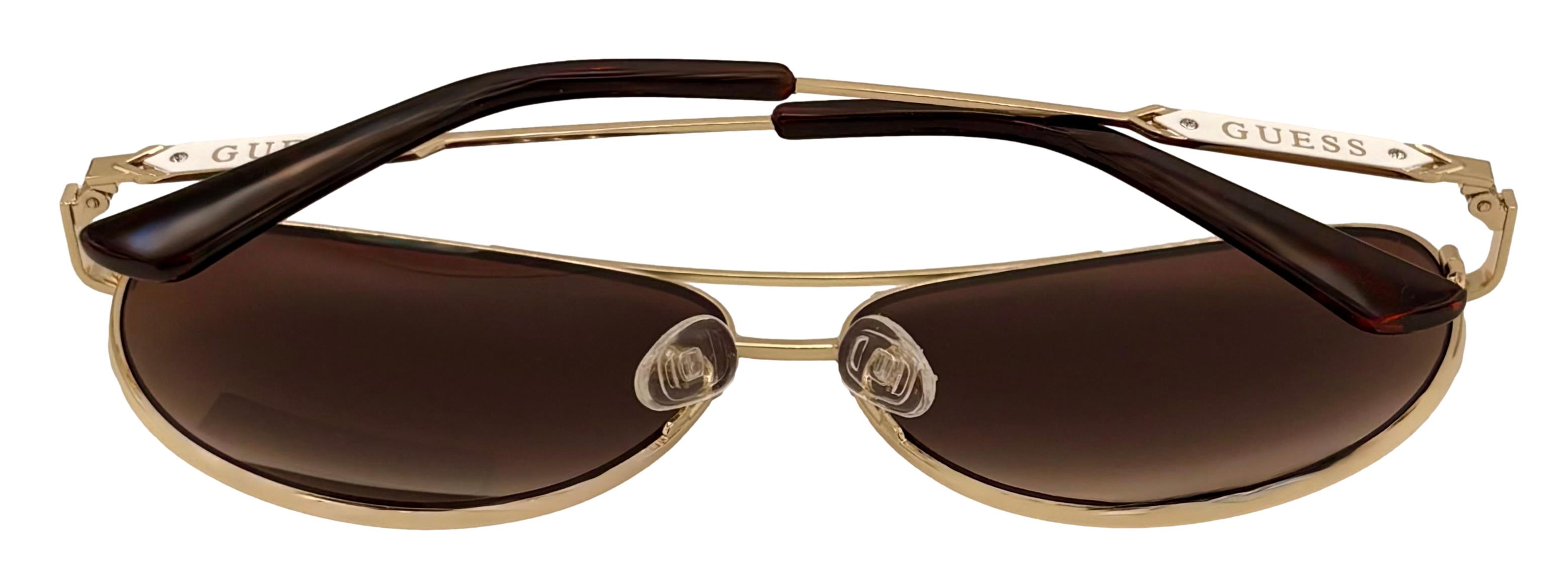 Guess Sunglass Mens Gold Metal Aviator, Brown Mirror Lens GO000`8. 32G