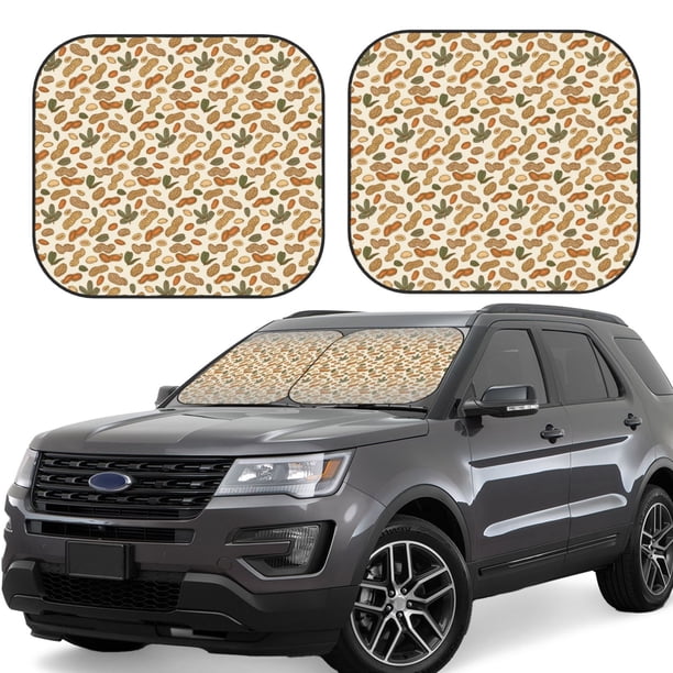 Balery Set With Peanut Parasol para parabrisas de coche de 2 piezas | Parasol plegable para parabrisas delantero de coche para la mayoría de sedanes-Small