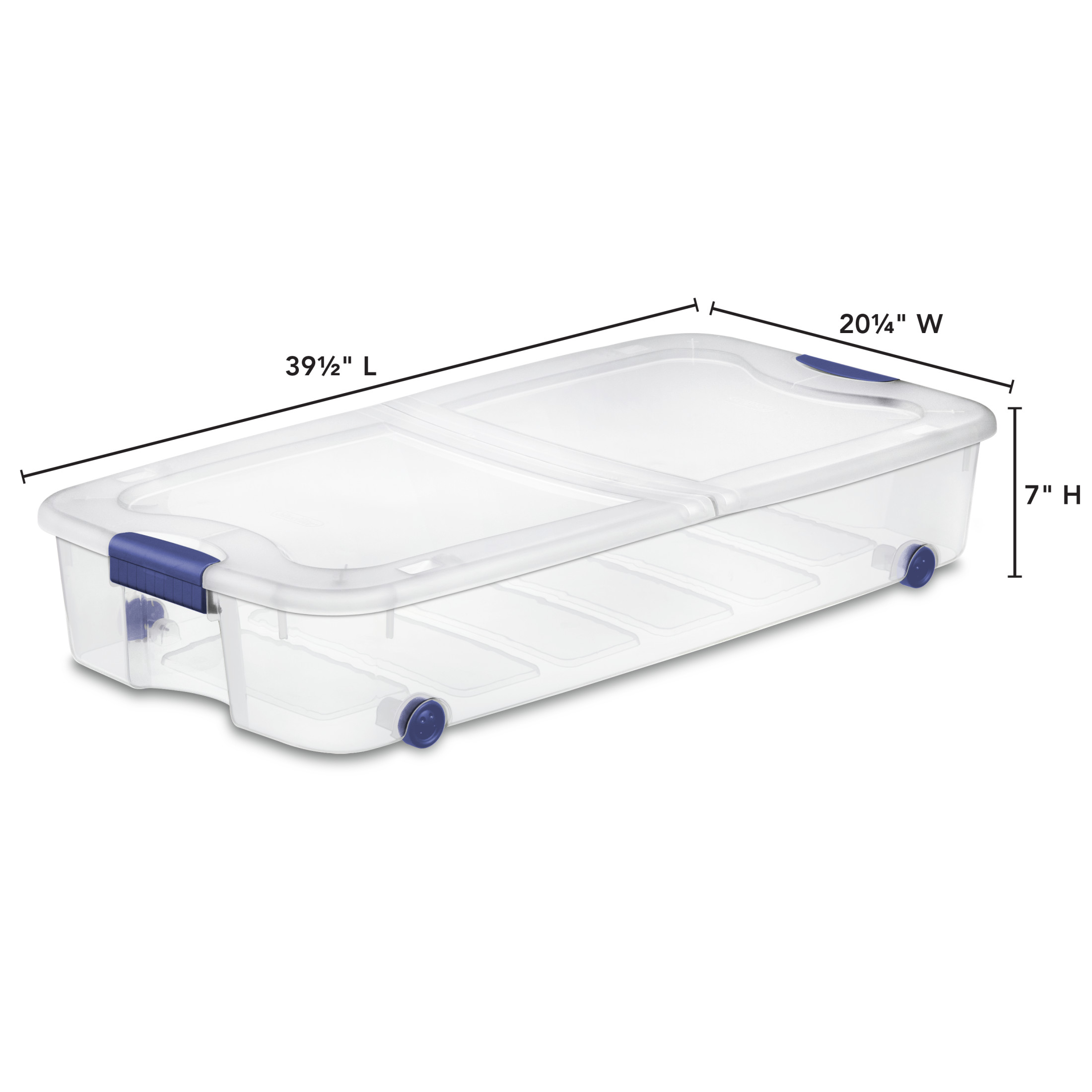 Sterilite 66 Quart Latching Underbed Storage Bin with Wheels, Blue photo 2