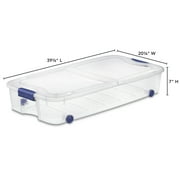 Sterilite 66 Quart Ultra™ Storage Box, Clear Underbed Storage Bin with Lid and Wheels, Blue