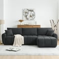 thumbnail image 4 of Harper & Bright Designs L-Shaped Sectional Sofa Set with Movable Ottoman, 3-Seat Couch with Extra-large Seat, Boucle Upholstered Sectional Sofe with Pull-line Design, 110", Black+ Gray, 4 of 19
