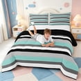 thumbnail image 3 of Erosebridal Boho Geometric Lines Full Size Comforter Sets,Minimalist Striped Bedding Comforter Set,Black Reversible,3 Pieces,1 Comforter and 2 Pillowcases, 3 of 7