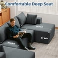 thumbnail image 3 of 132''Modular Boneless Couches for Living Room, Corduroy Deep Seat Sofa with 2 Chaise Lounges and 1 Loveseat, 3 of 9
