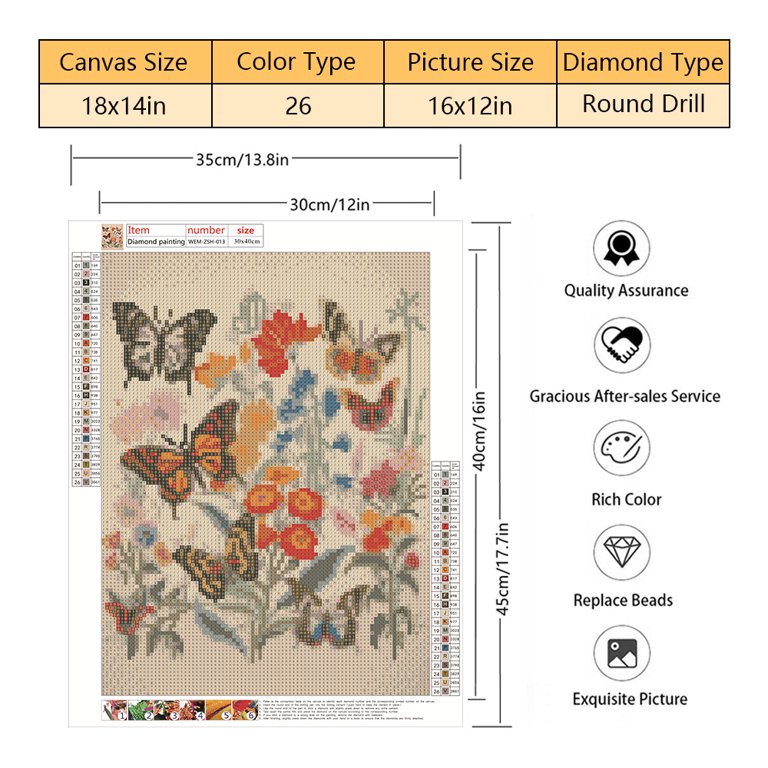 TISHIRON Butterflies and Flowers Diamond Art Painting Kit