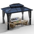 thumbnail image 3 of Soonbuy 10*13 FT Heavy Duty Double Roof Outdoor Gazebo, with Netting and Sunshade Curtains, 3 of 8