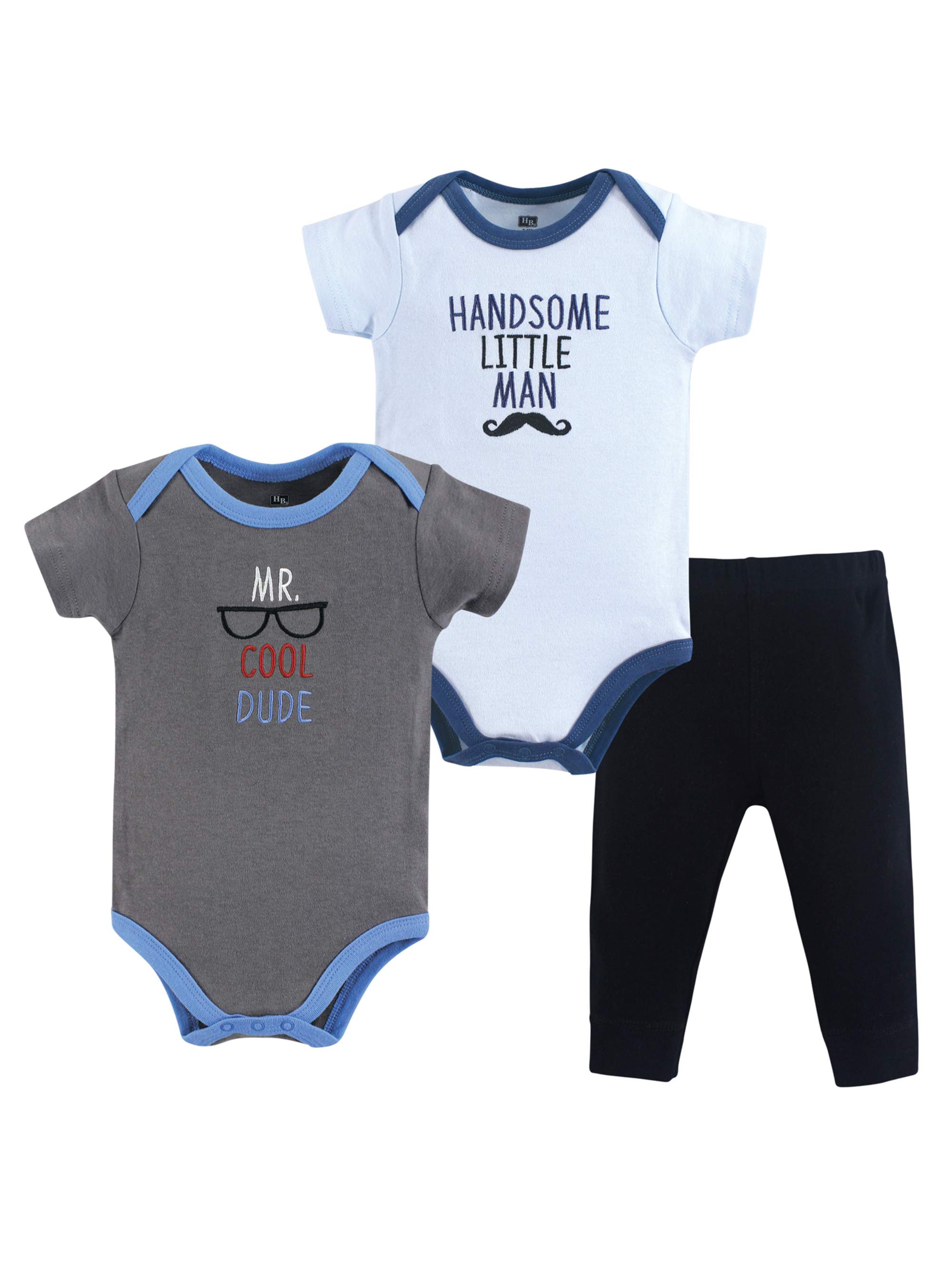 Hudson Baby Hudson Baby Boy Short Sleeve Bodysuits and Pant 3pc