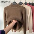 thumbnail image 6 of Fleece Lined Turtleneck Sweater Women Winter Warm Thicken Plus Velvet Knitted Pullovers Casual Slim Knitwear Long Sleeve Tops, 6 of 6