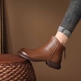 thumbnail image 2 of Women's Ankle Boots Stylish Soft Leather Back Zipper Comfortable Short Boots Ideal for Autumn and Winter, 2 of 6
