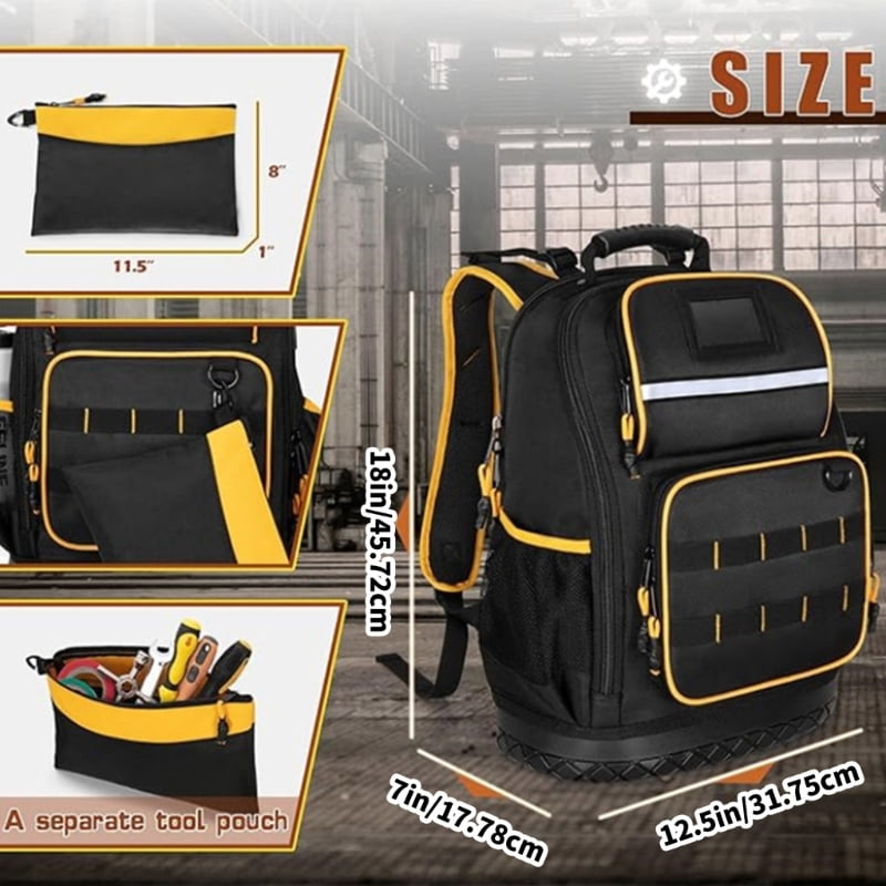 Waterproof Tool Backpack Multiple Pockets Wear Resistant Oxfords Fabric Tool Bag For Professional Technicians