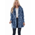 thumbnail image 6 of Women'S Faux Fur Jackets Autumn Winter Leopard Lapel Long Sleeves Coats Loose Fur Coat with Pockets Blue S, 6 of 8