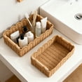 thumbnail image 5 of Yucurem 2-Pack Scalloped Edge Decorative Baskets for Home, Wicker Storage Basket with 2 Wooden Handle, Aesthetic Storage Organizer Basket for Bathroom Decor (Brown), 5 of 5