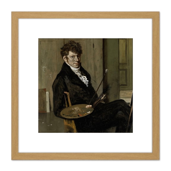 Van Troostwijk Self Portrait 8X8 Inch Square Wooden Framed Wall Art Print Picture with Mount