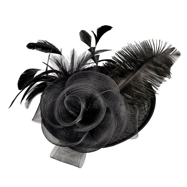 Ruiboury Stylish Lady Fascinators Hat All Seasons Large Variety Women Flower Mesh Ribbons Feathers Fedoras Hat Adjustable Fit black 2Set