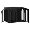 thumbnail image 5 of Hzuaneri Wooden Dog Crate Furniture, 31.5" Indoor Dog Kennel with Cushion, Dog Cage for Small Medium Dogs, Decorative Pet House Side End Table, Chew-Resistant, Black, 5 of 10