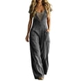 thumbnail image 2 of IUYRTFE Women's Sleeveless V-Neck Loose Fit Jumpsuit with Two Side Pockets Casual Wide Leg One Piece Romper, 2 of 5