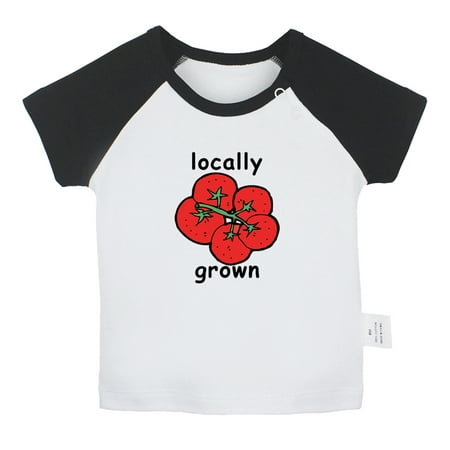 

iDzn Locally Grown Funny T shirt For Baby Newborn Babies T-shirts Infant Cute Tomato Tops 0-24M Kids Graphic Tees Clothing (Short Black Raglan T-shirt 0-6 Months)