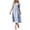 Light Blue, variant on Women's Striped Sweetheart Neck Puff Sleeve Midi Dress Ruched Pocketed 95% Polyester 5% Spandex No Stretch Not Lined