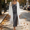 thumbnail image 6 of ClodeEU Women's Solid Color Long Plush Open Front Knit Cardigan ,Oversized Drop Shoulder Casual Fall Winter Jacket ,Women's Plus S, 6 of 6
