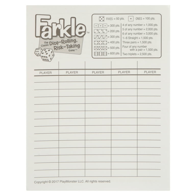 farkle-double-sided-score-sheets-75-per-package-for-ages-8-and-up-walmart-com for Free Printable 500 Card Game Score Sheets Farkle Double-Sided Score Sheets, 75 Per Package for Ages 8 and Up - Walmart.com for Free Printable 500 Card Game Score Sheets