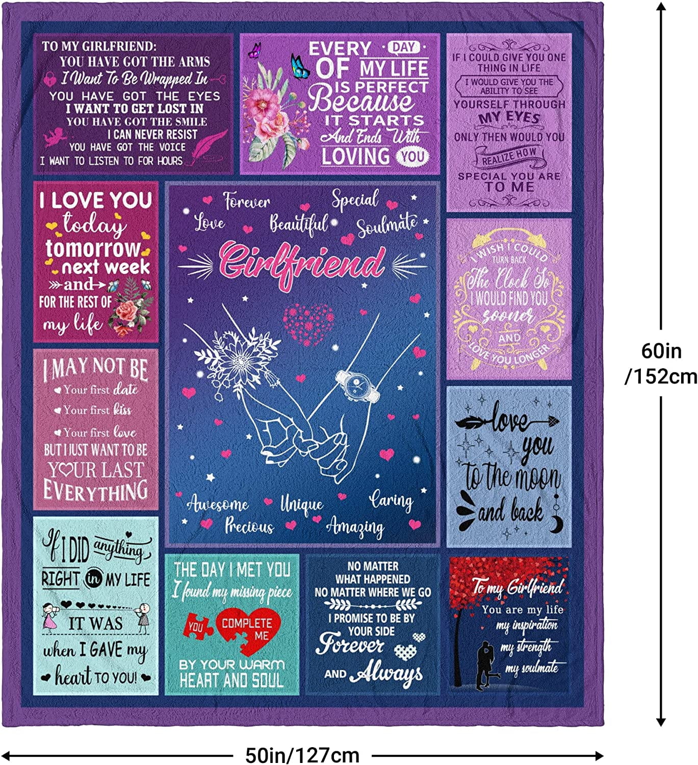 Gifts for Girlfriend from Boyfriend, Girlfriend Gifts Blanket 60"x50", Girlfriend Birthday Gifts, Best Girlfriend Gifts Ideas for Valentine''s Day Thanksgiving Christmas, to Girlfriend Throw Blankets