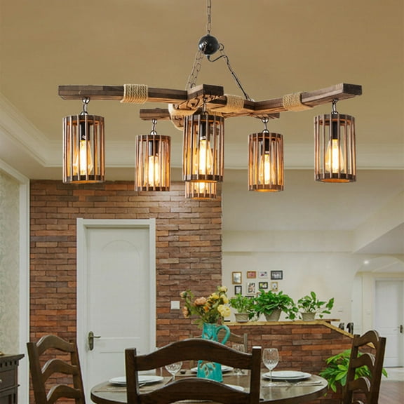 Denest Modern 6-Lights Incandescent Brown Cylinder Indoor Outdoor Lighting