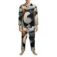 thumbnail image 3 of Fotbe Cartoon Pandas Basketball Pijama de Hombre con Estampado de Manga Larga, Conjunto de 2 Piezas, Ropa de Dormir Suave y Cómoda con Bolsillos-Small, 3 of 7