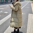 thumbnail image 3 of HTNBO Women's Long Puffer Jacket Casual Zip Up Quilted Hooded Thickened Warm Winter Padded Down Coat Outerwear, 3 of 3