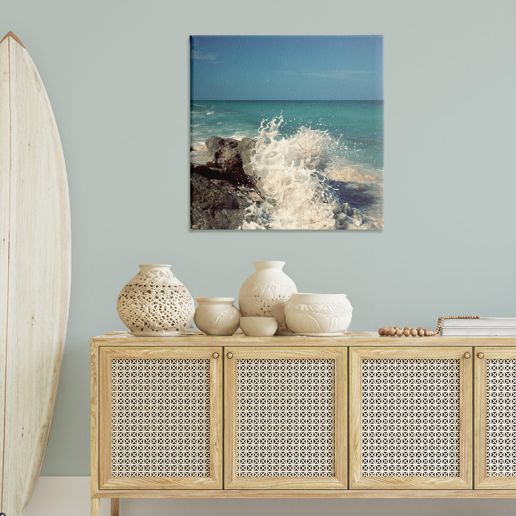 Stupell Industries Splashing Beach Spray Coastal Photography Gallery Wrapped Canvas Art Print Wall Art, 36 x 36